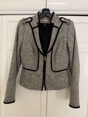 Tailored Gray & Black Trim Women's Jacket